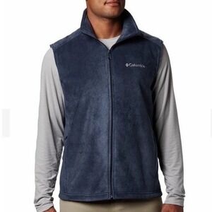 ✨Columbia Fleece Men Sportswear Vest Outdoor Big Tall Blue Zip Sleeveless XLT